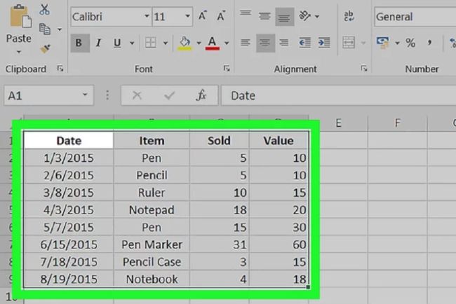 Método 1 para copiar y pegar datos de Excel en Word