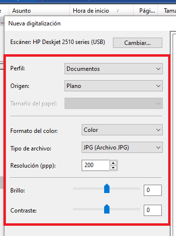 configurar aspectos del documento a escanear con windows 10