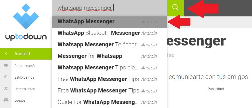 descargar apk de whatsapp messenger desde navegador en la pc