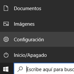 Botón de configuración de Windows. 