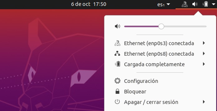 Menú de Ubuntu. 