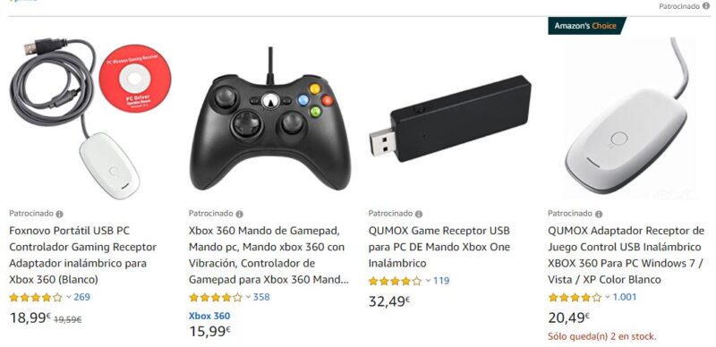 Receptores inalámbricos de Xbox 360 en Amazon.