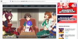 Página de Anime FLV mostrando las 8 opciones o enlaces desde donde puedes ver un episodio por streaming.