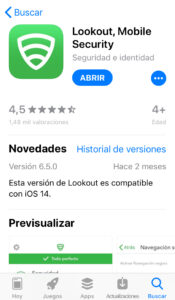 App de Lookout en la App Store.