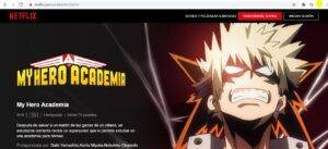 Serie “My Hero Academia” en el sitio web de Netflix.