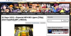 Enlace para descargar un episodio de un anime en Tu Anime Ligero.