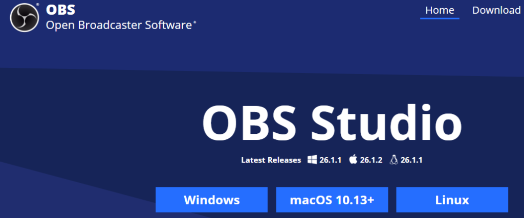 Sitio web oficial del OBS Studio. 